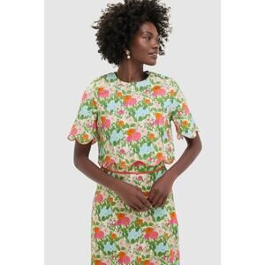 HYACINTH HOUSE Multi Green Begonia Floral Ezra Blouse Size XXS NWT